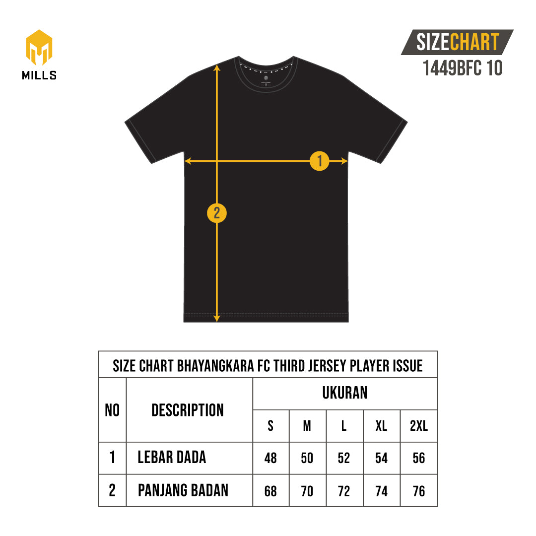 MILLS BHAYANGKARA FC THIRD JERSEY PLAYER ISSUE BLACK 1449BFC