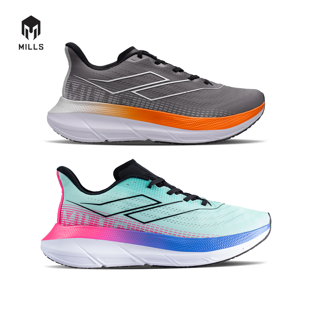 Mills Sepatu Lari Running Shoes Enermax Stream DK Grey / Orange / White 9103204