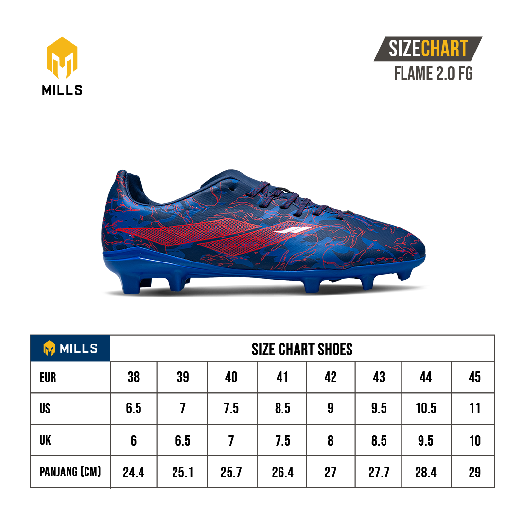 MILLS Sepatu Sepakbola Flame 2.0 FG Black / Flame. Red / White 9304802
