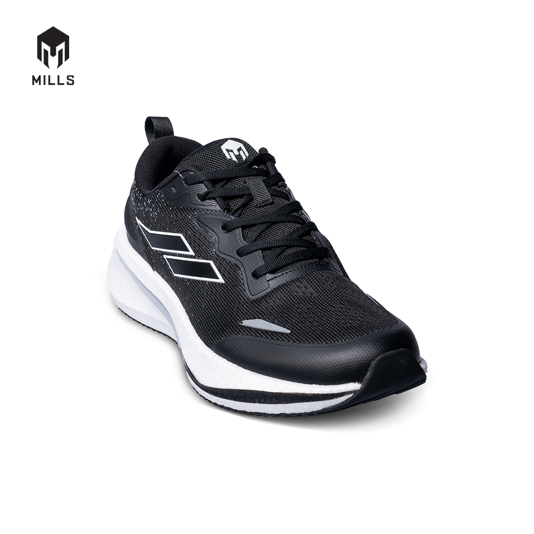 Mills Sepatu Lari Running Shoes Dynaplate Fineknit Black / DK Grey / White 9103601