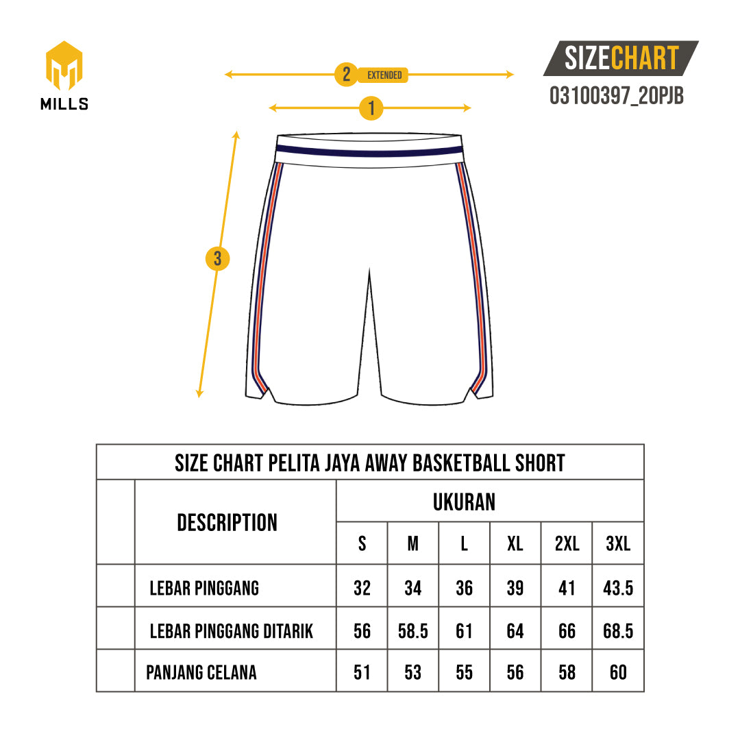 MILLS PELITA JAYA AWAY BASKETBALL SHORT WHITE 03100397