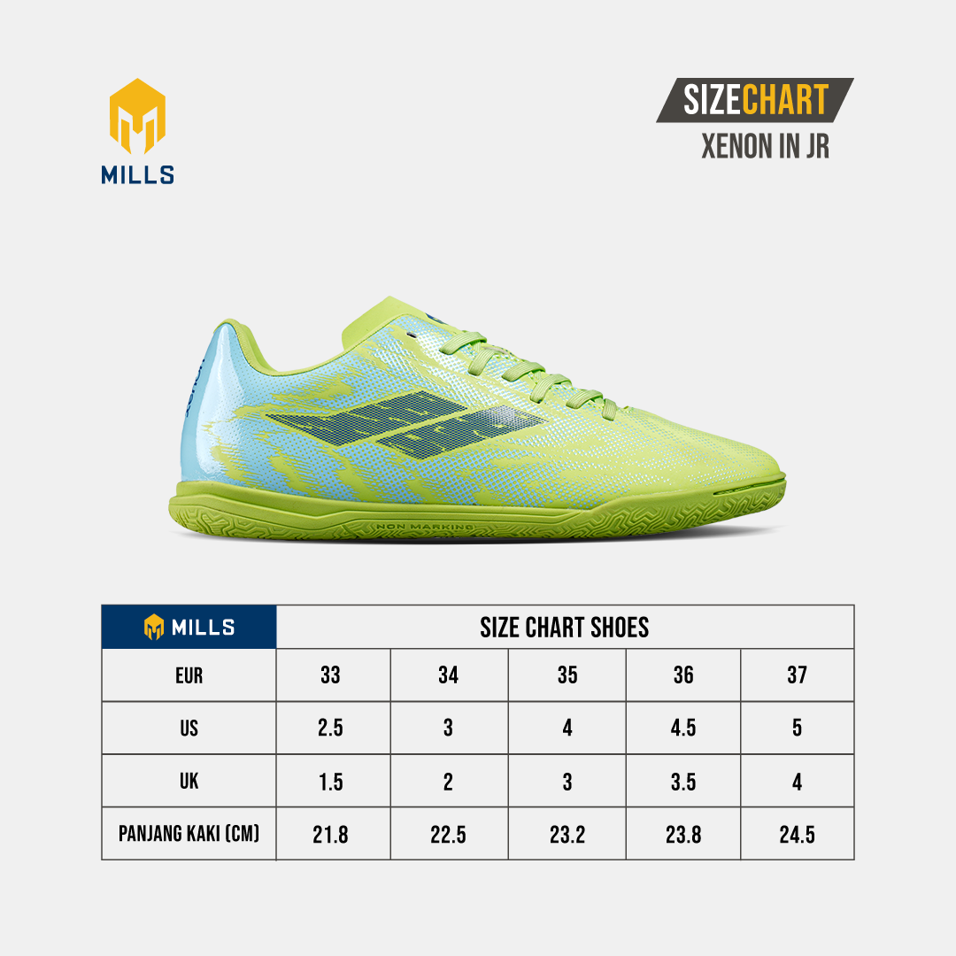 MILLS SEPATU FUTSAL XENON IN JR WHITE/LIME.GREEN 9801603