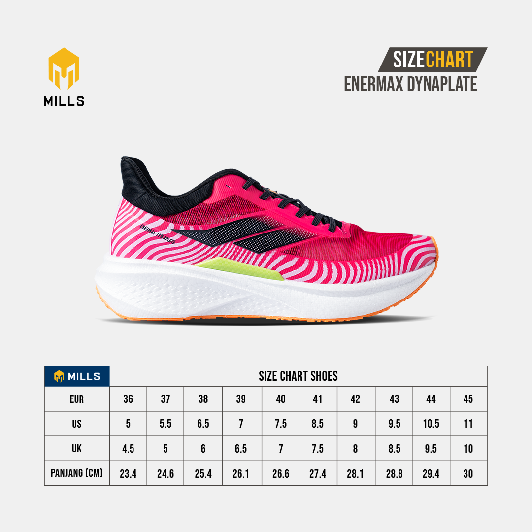 MILLS SEPATU LARI RUNNING SHOES ENERMAX DYNAPLATE MAGENTA/BLACK/ORANGE 9100708