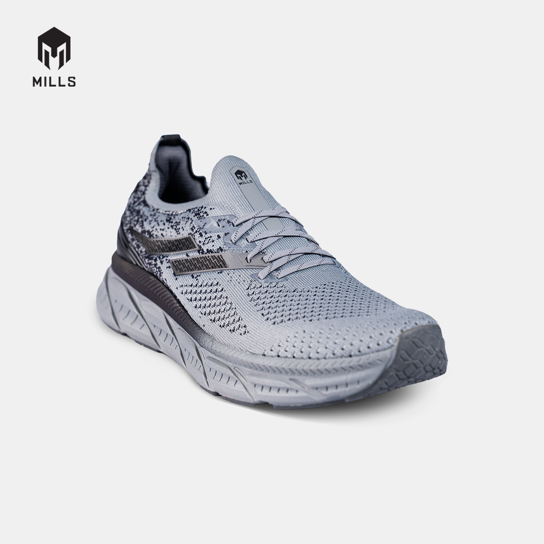 MILLS SEPATU LARI RUNNING SHOES ENERMAX NANOKNIT GREY/BLACK 9105102