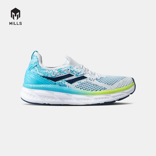 MILLS SEPATU LARI RUNNING SHOES ENERMAX NANOKNIT WHITE/CYAN/NAVY 9105103