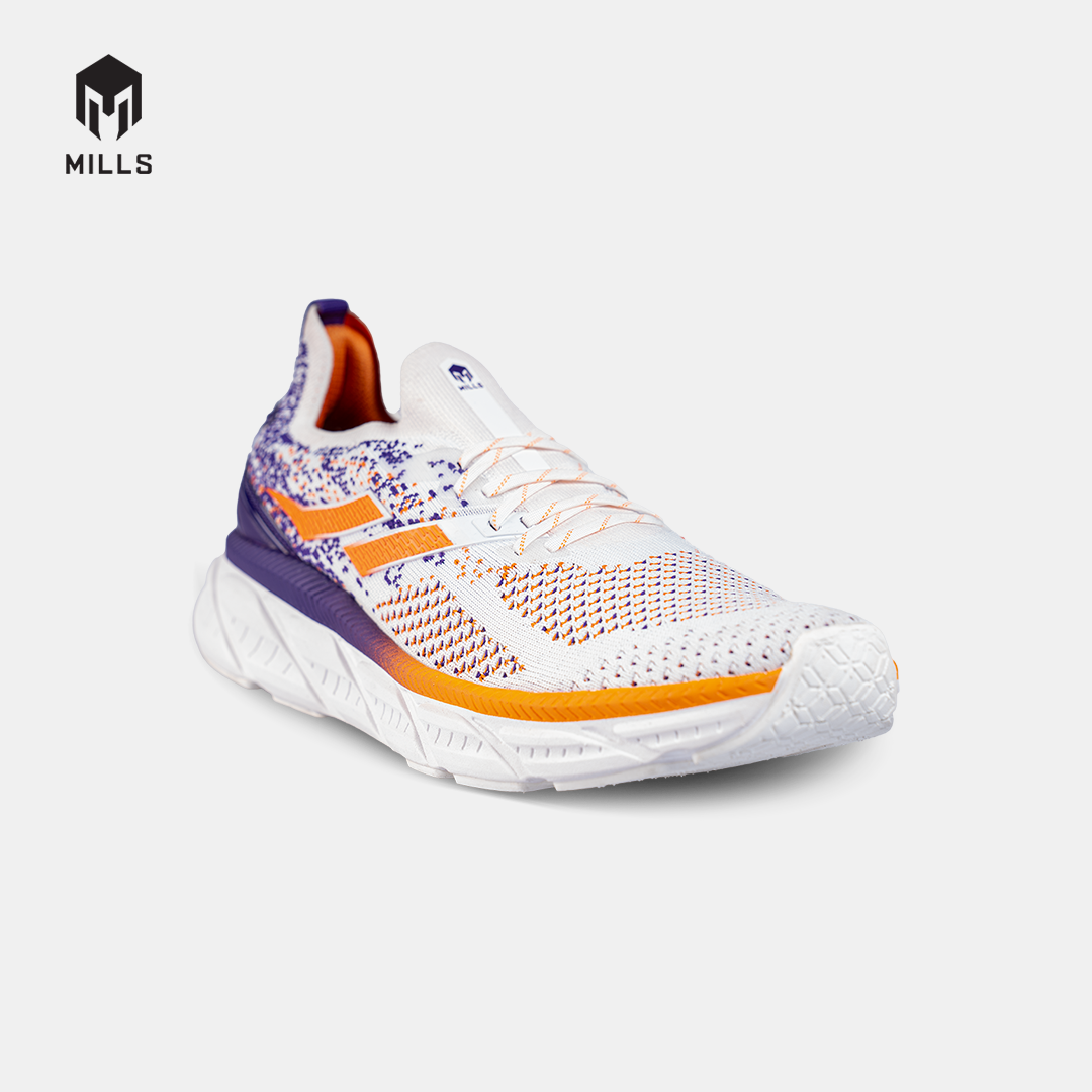 MILLS SEPATU LARI RUNNING SHOES ENERMAX NANOKNIT WHITE/PURPLE/ORANGE 9105104