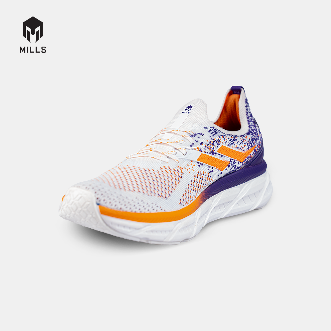 MILLS SEPATU LARI RUNNING SHOES ENERMAX NANOKNIT WHITE/PURPLE/ORANGE 9105104