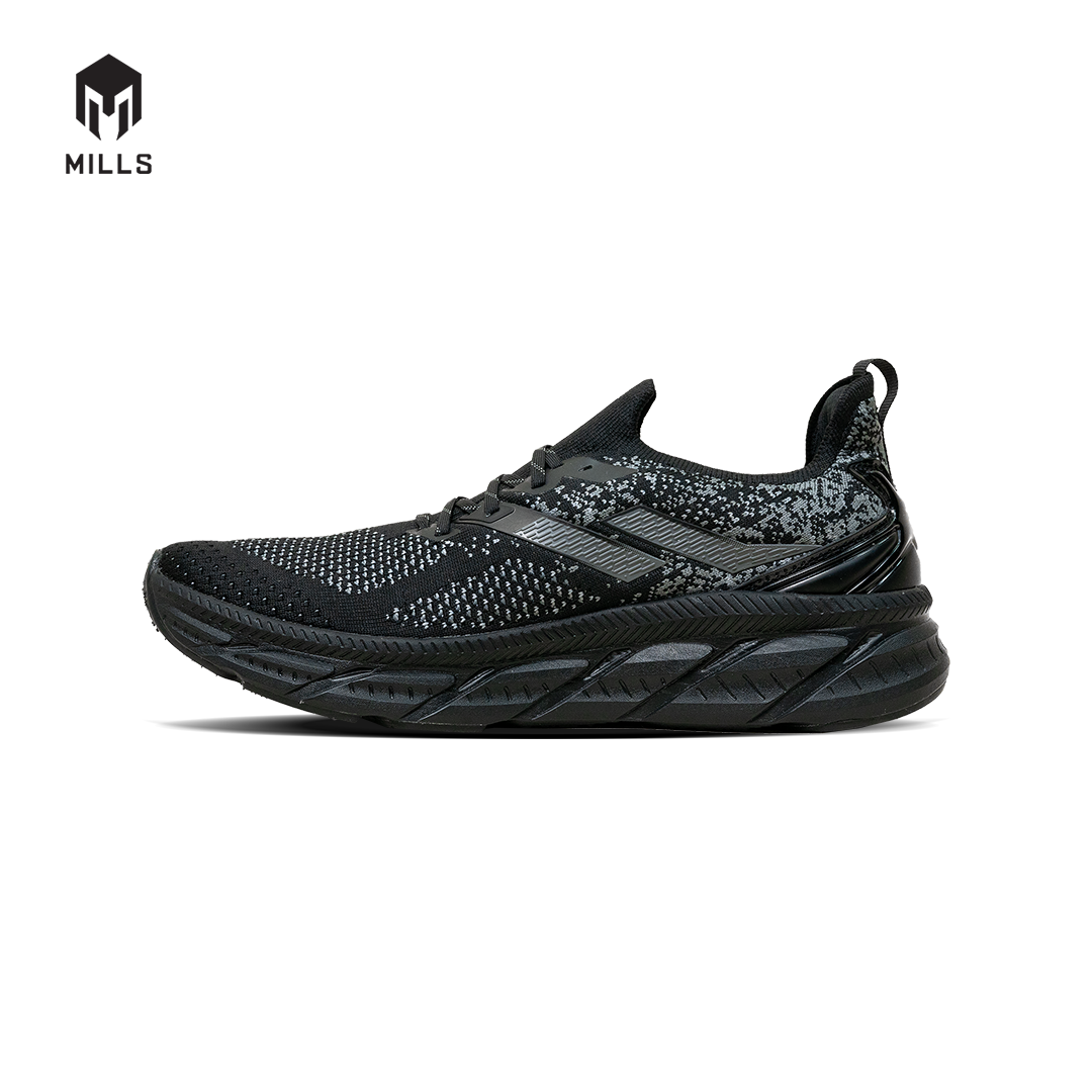 Mills Sepatu Lari Running Shoes Enermax Nanoknit Black / DK Grey 9103104