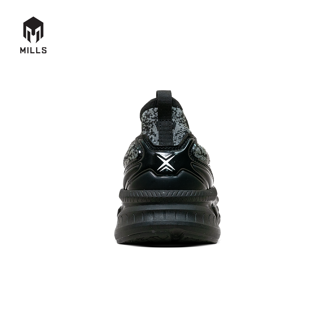 Mills Sepatu Lari Running Shoes Enermax Nanoknit Black / DK Grey 9103104