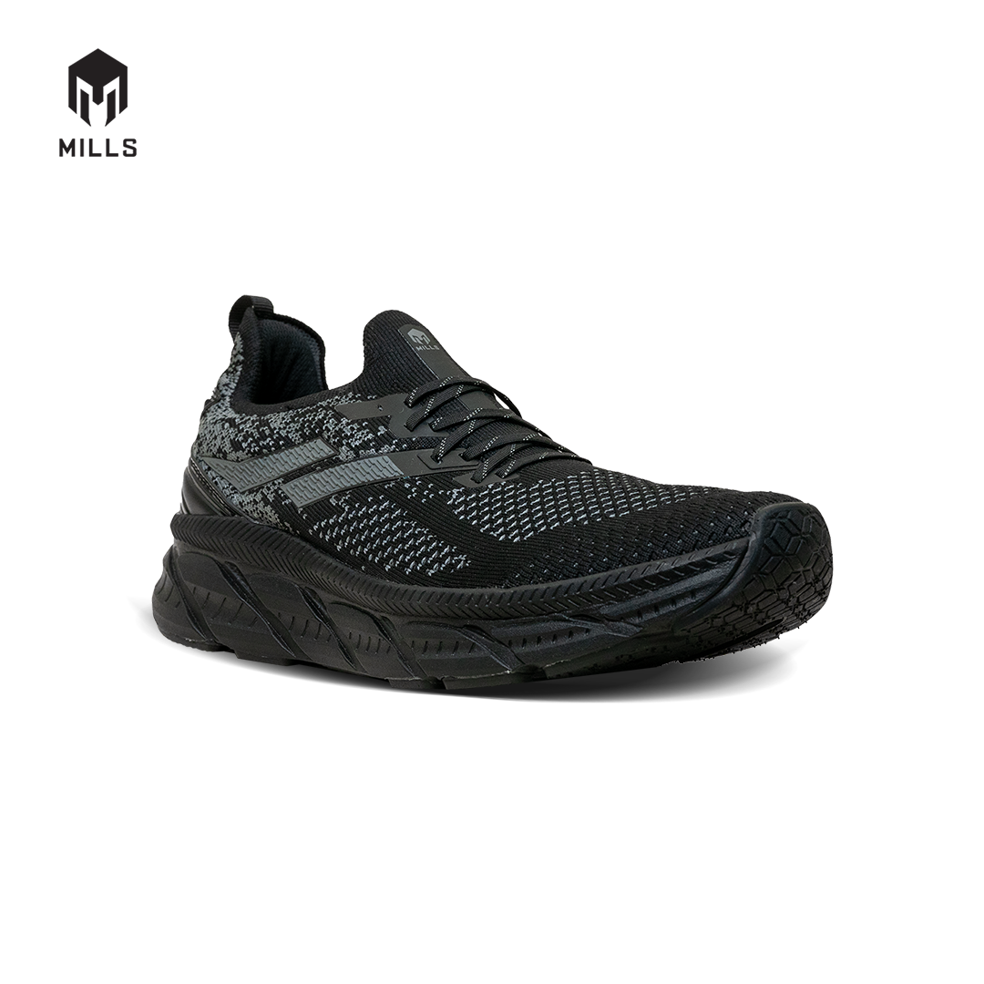 Mills Sepatu Lari Running Shoes Enermax Nanoknit Black / DK Grey 9103104