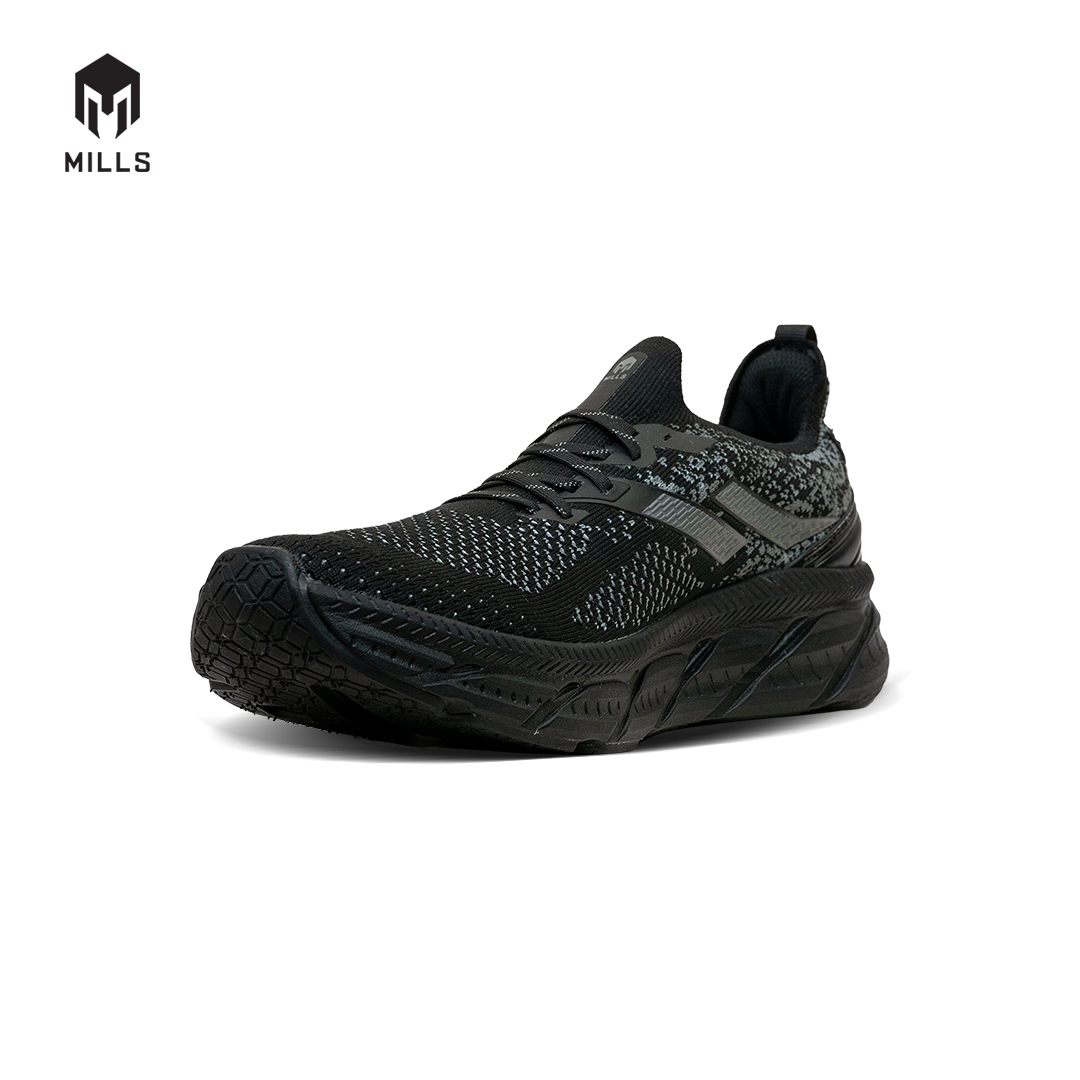 Mills Sepatu Lari Running Shoes Enermax Nanoknit Black / DK Grey 9103104