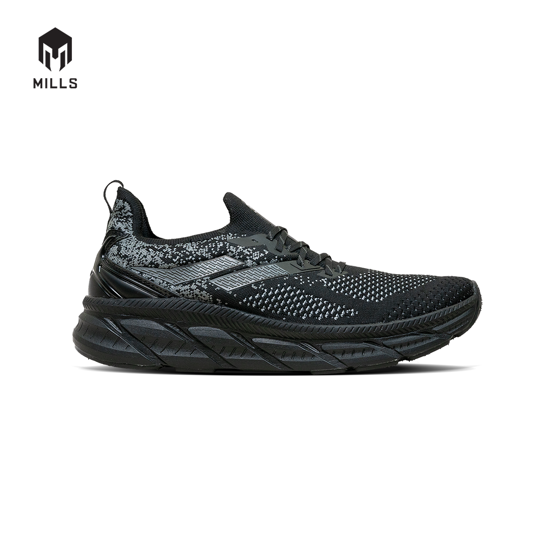 Mills Sepatu Lari Running Shoes Enermax Nanoknit Black / DK Grey 9103104