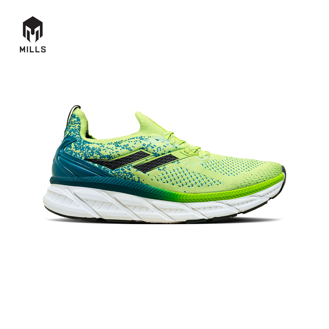 Mills Sepatu Lari Running Shoes Enermax Nanoknit Green Black White 9103105