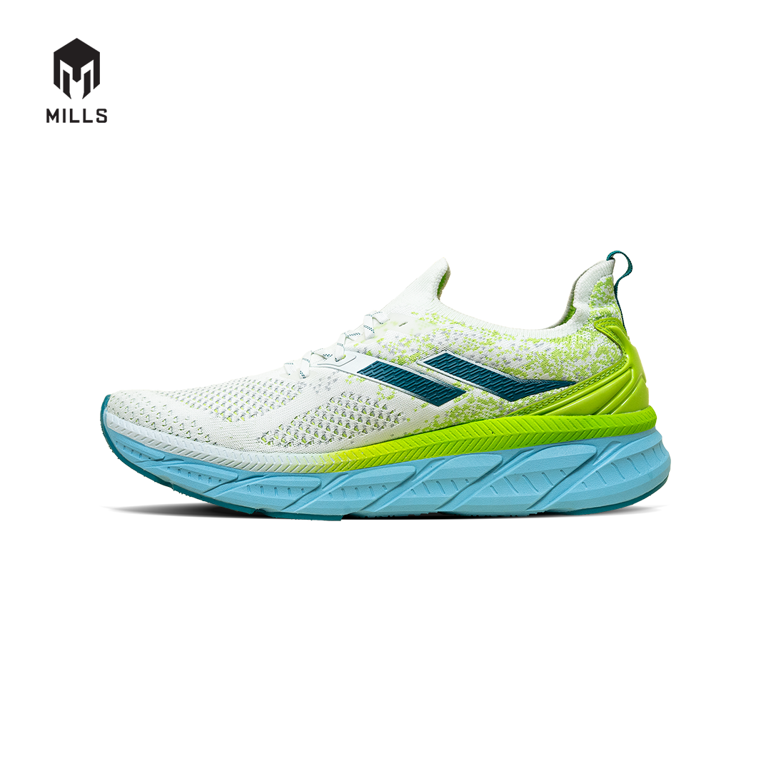 Mills Sepatu Lari Running Shoes Enermax Nanoknit White / Green / Turquoise 9103107