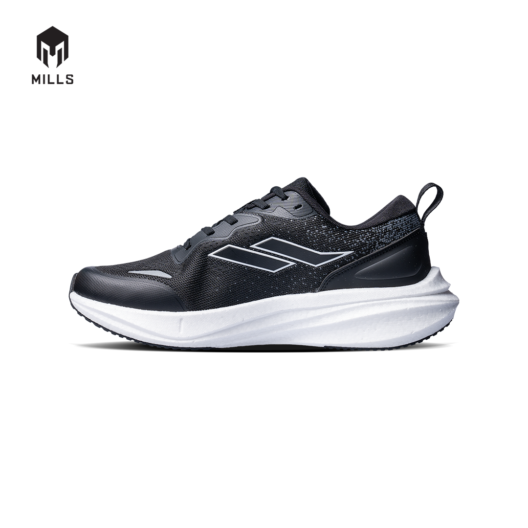 Mills Sepatu Lari Running Shoes Dynaplate Fineknit Black / DK Grey / White 9103601