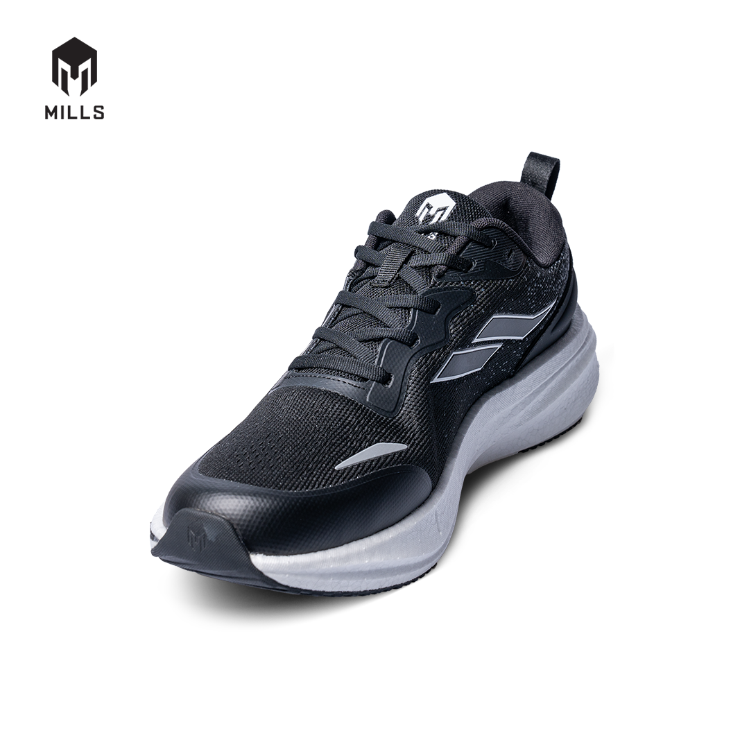 Mills Sepatu Lari Running Shoes Dynaplate Fineknit Black / DK Grey / White 9103601