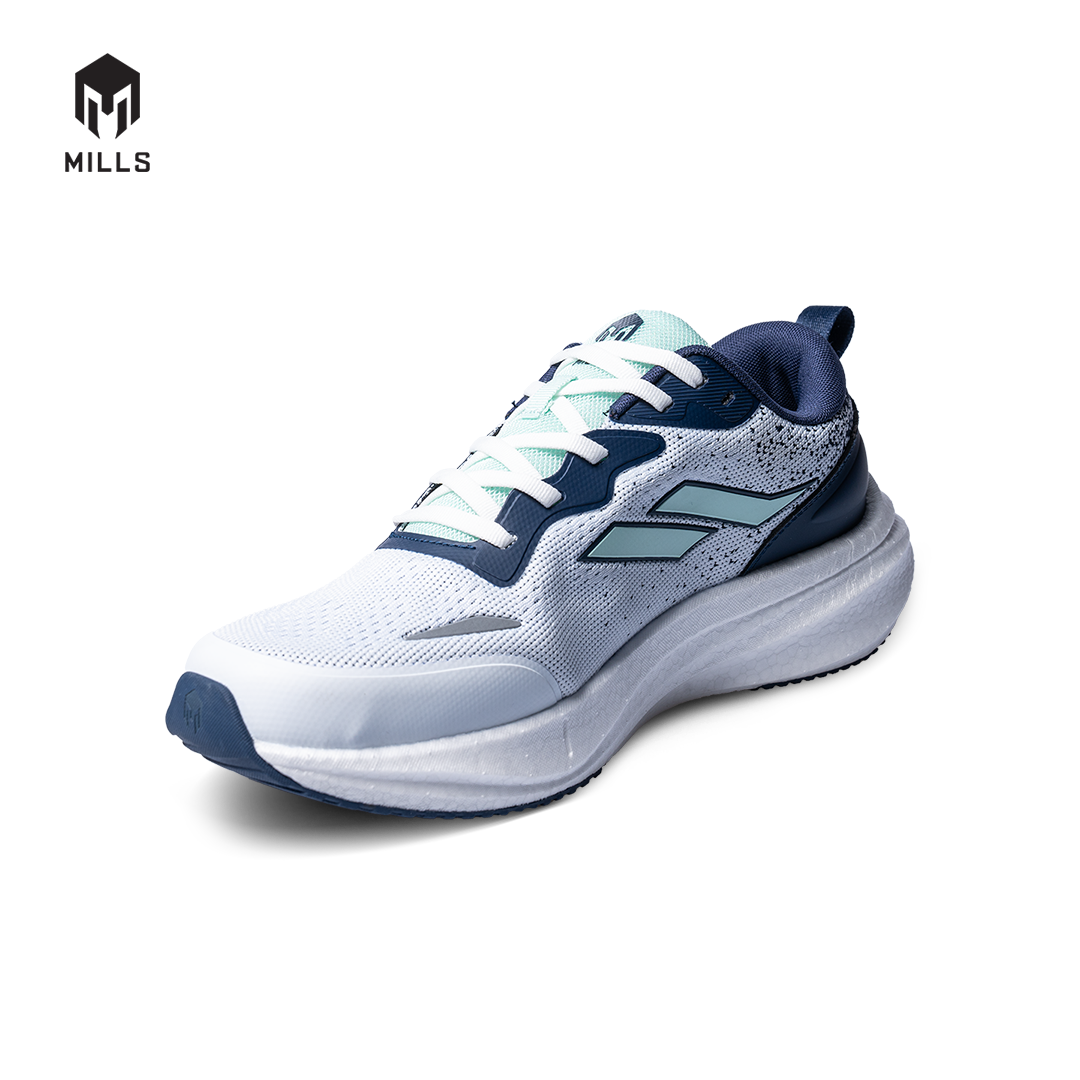 Mills Sepatu Lari Running Shoes Dynaplate Fineknit White / Tosca / Navy 9103602