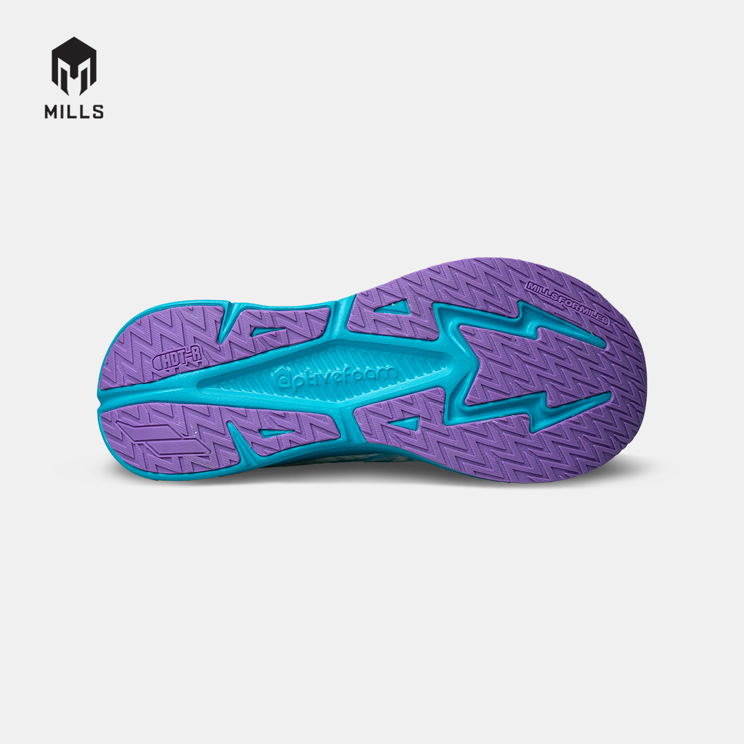 Mills Sepatu Lari Running Shoes Enermax Cushion M2 White / Pine Green / Purple 9104004
