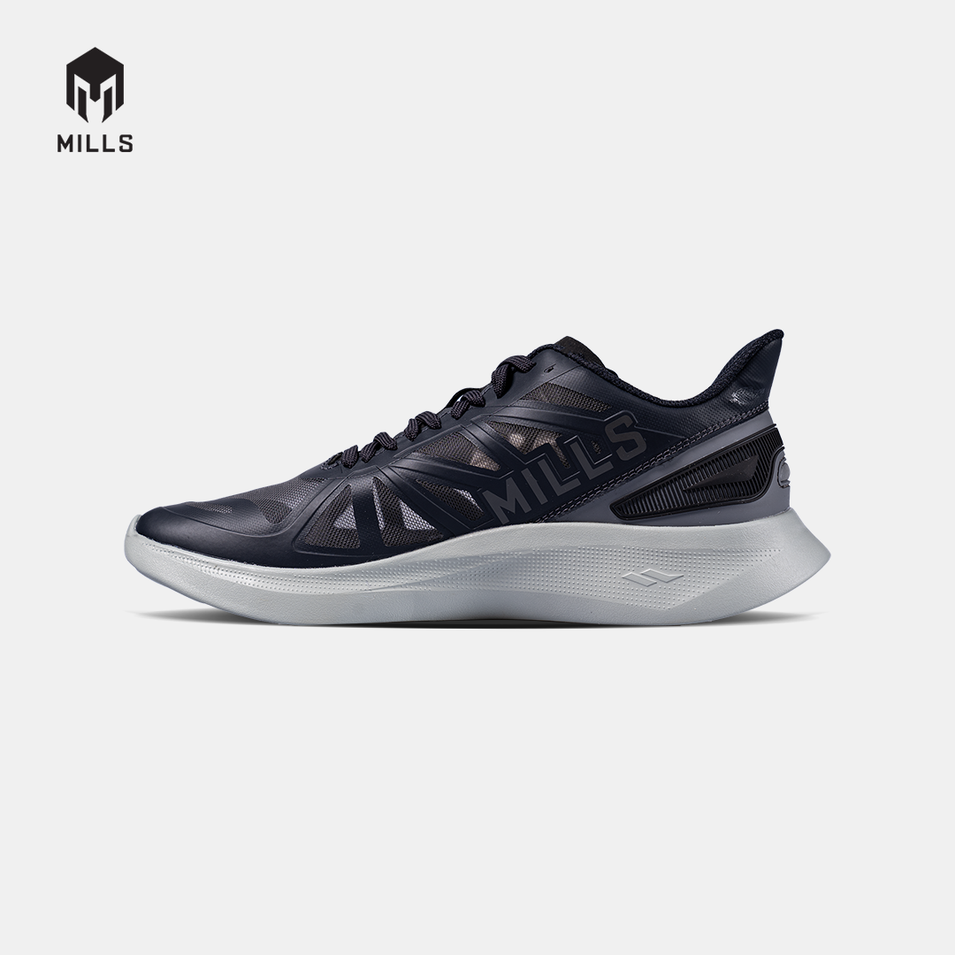 Mills Sepatu Lari Running Shoes Olahraga Saga Black / Grey / Gold 9106004