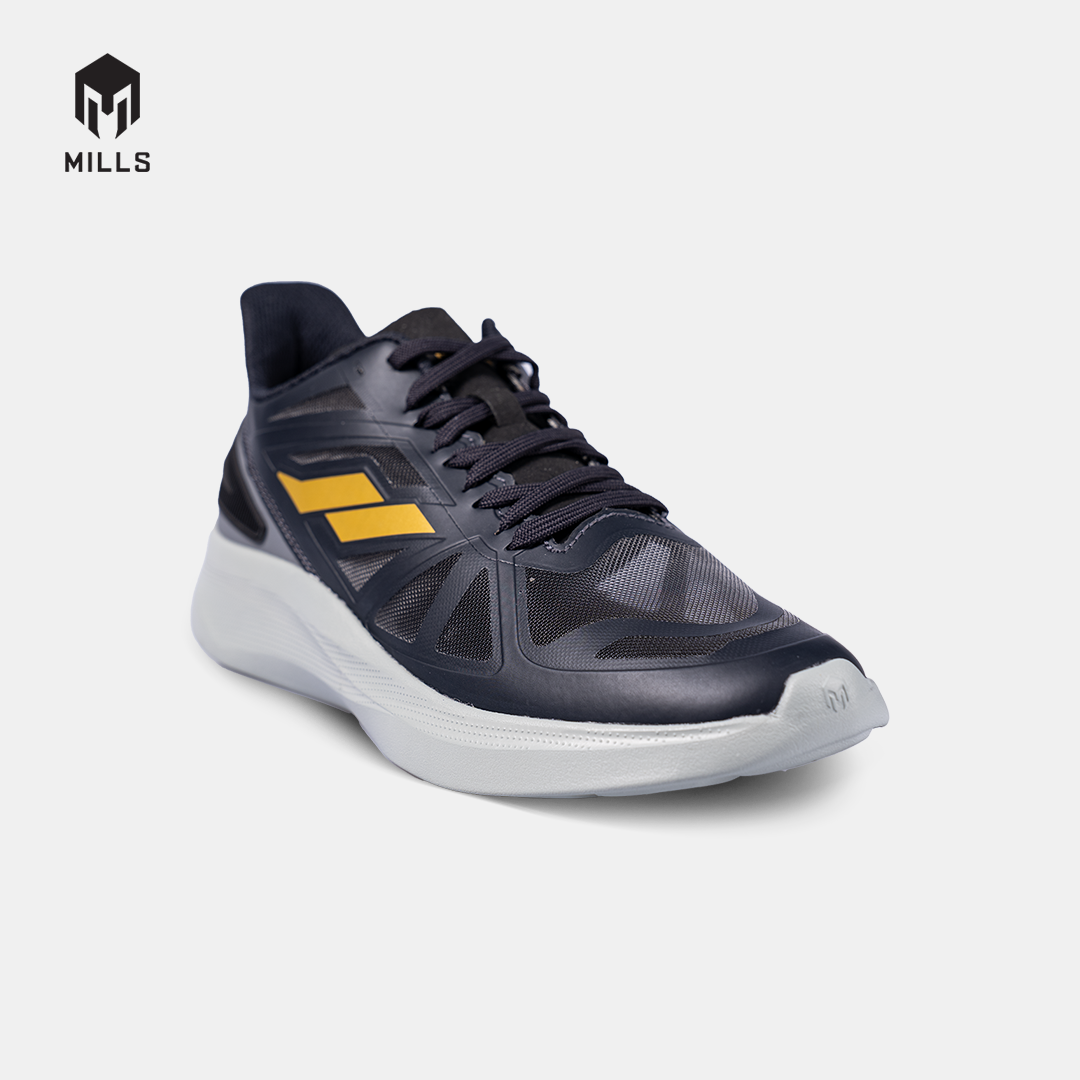 Mills Sepatu Lari Running Shoes Olahraga Saga Black / Grey / Gold 9106004