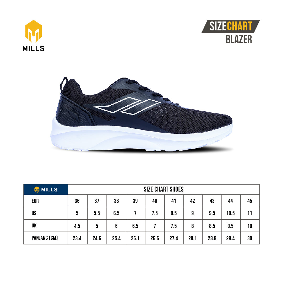 MILLS Sepatu Lari Running Shoes Blazer BLACK / WHITE 9100505