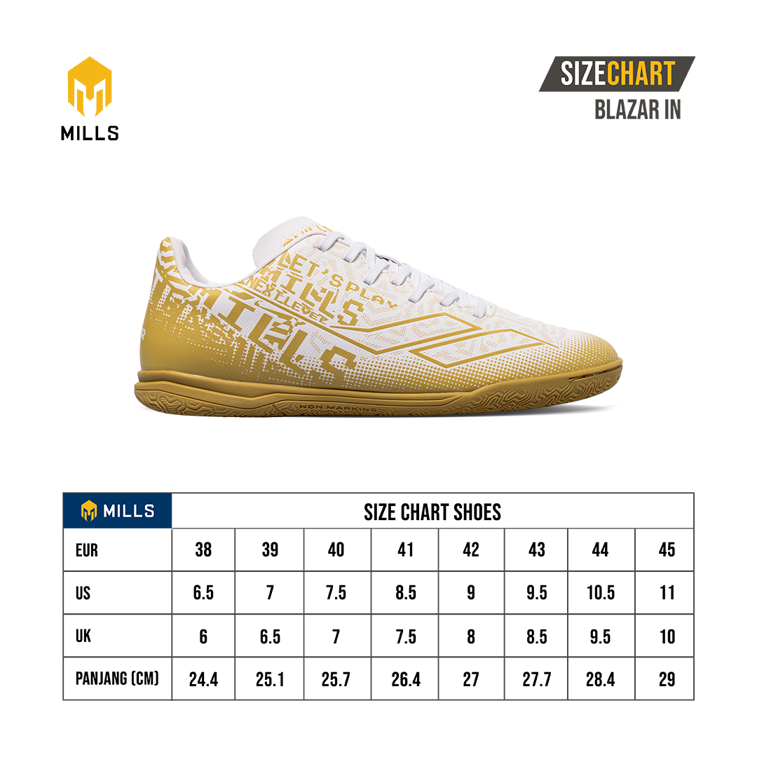 MILLS Sepatu Futsal Blazar IN White / Gold 9403803