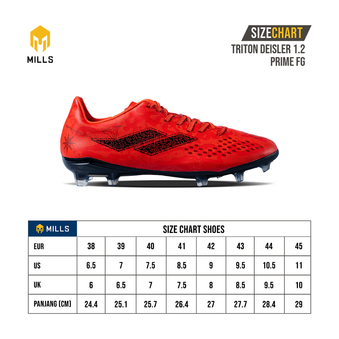 MILLS Sepatu Sepakbola Triton Deisler 1.2 Prime FG Coral. Red / Black 9304103