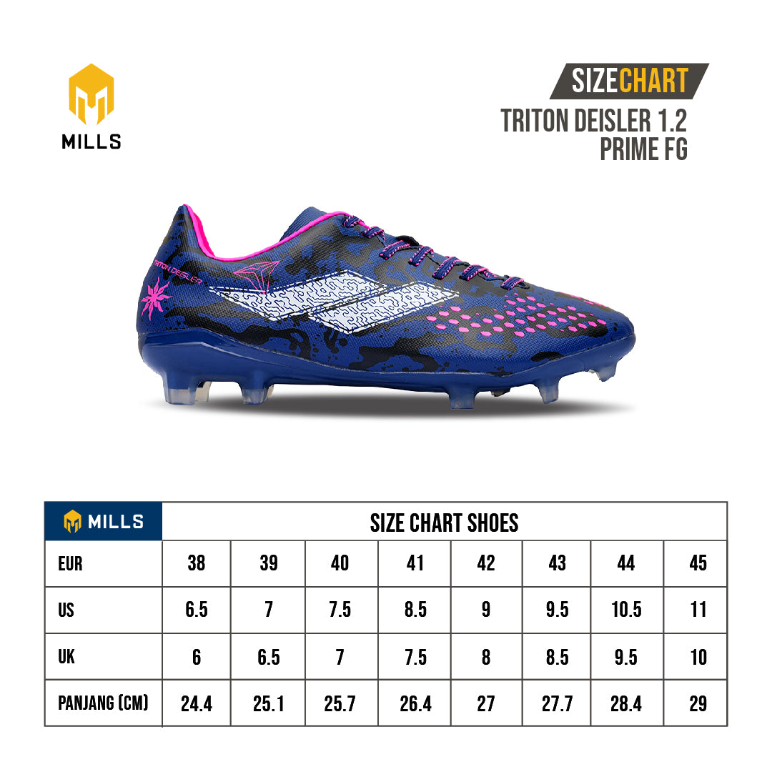 MILLS Sepatu Sepakbola Triton Deisler 1.2 Prime FG Sulphur. Neon / Magenta / LT. Blue 9304101
