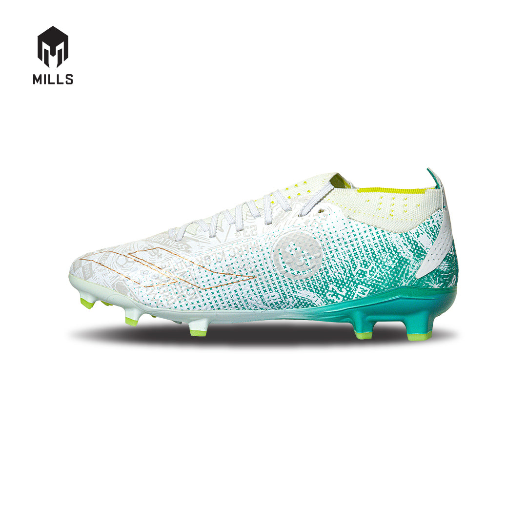 MILLS Sepatu Sepakbola Xyclops ACG MK II Elite FG White / Spectra. Green 9303501