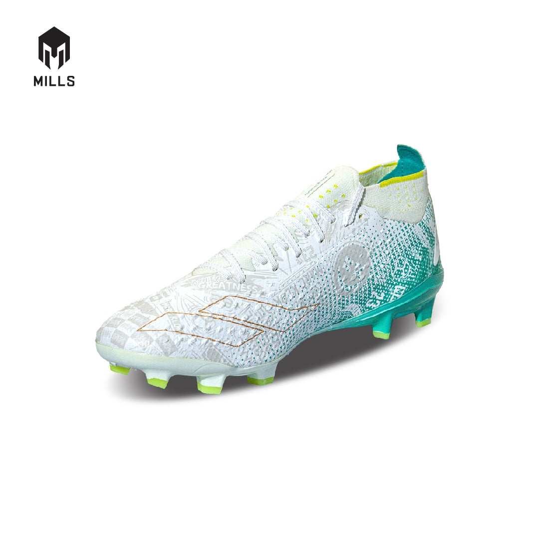 MILLS Sepatu Sepakbola Xyclops ACG MK II Elite FG White / Spectra. Green 9303501