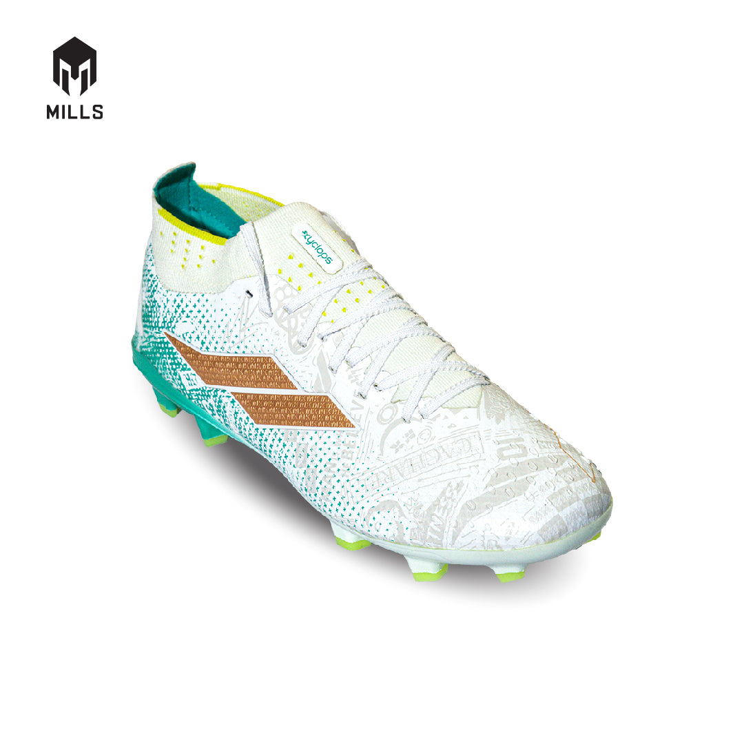 MILLS Sepatu Sepakbola Xyclops ACG MK II Elite FG White / Spectra. Green 9303501
