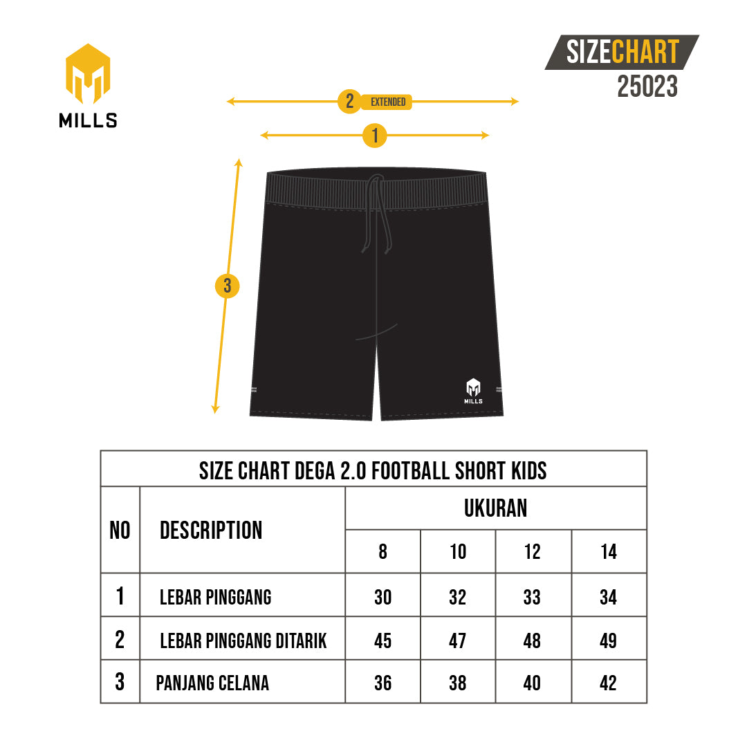 MILLS Celana Olahraga Sepakbola Futsal FOOTBALL SHORT Dega 2.0 Kids 25023