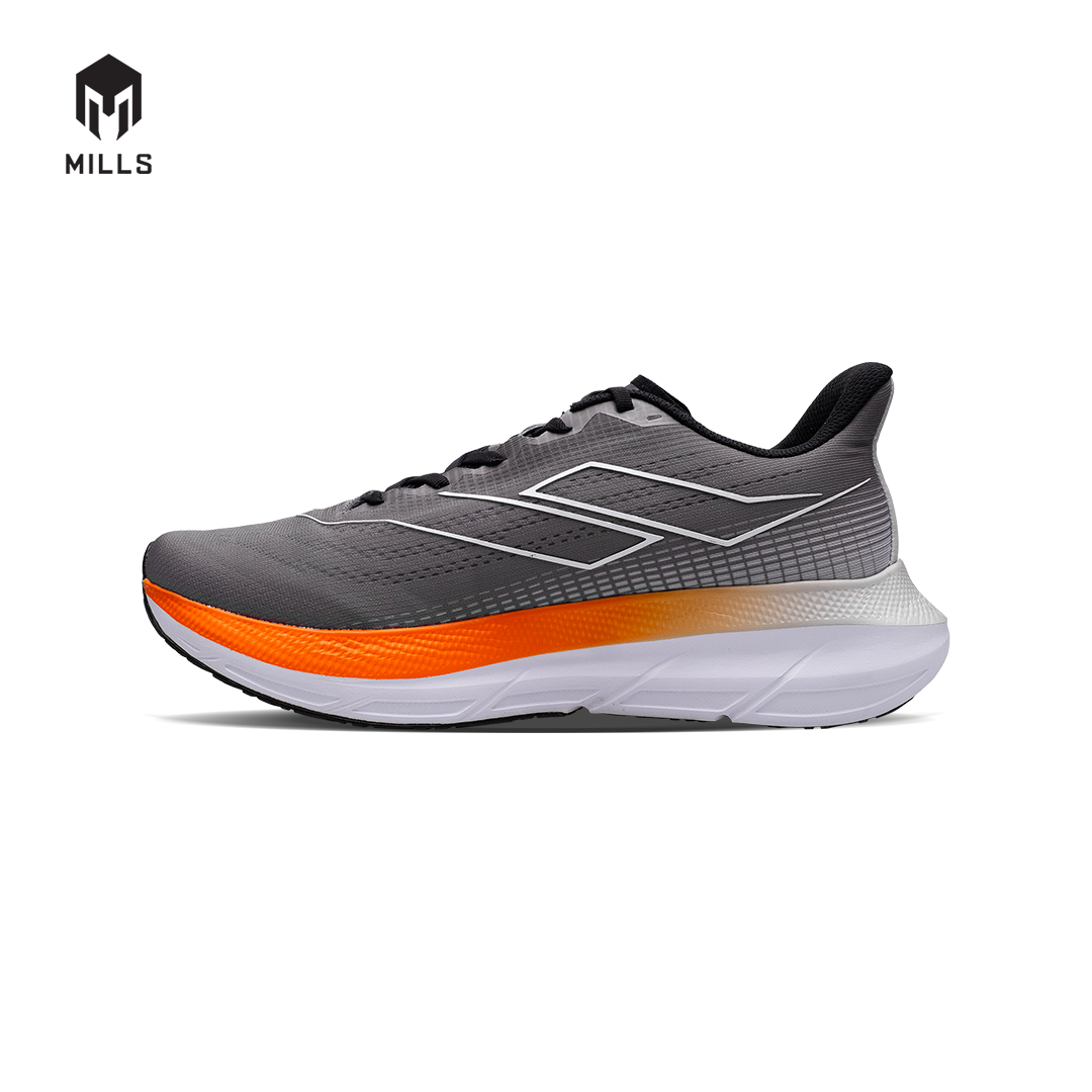 Mills Sepatu Lari Running Shoes Enermax Stream DK Grey / Orange / White 9103204