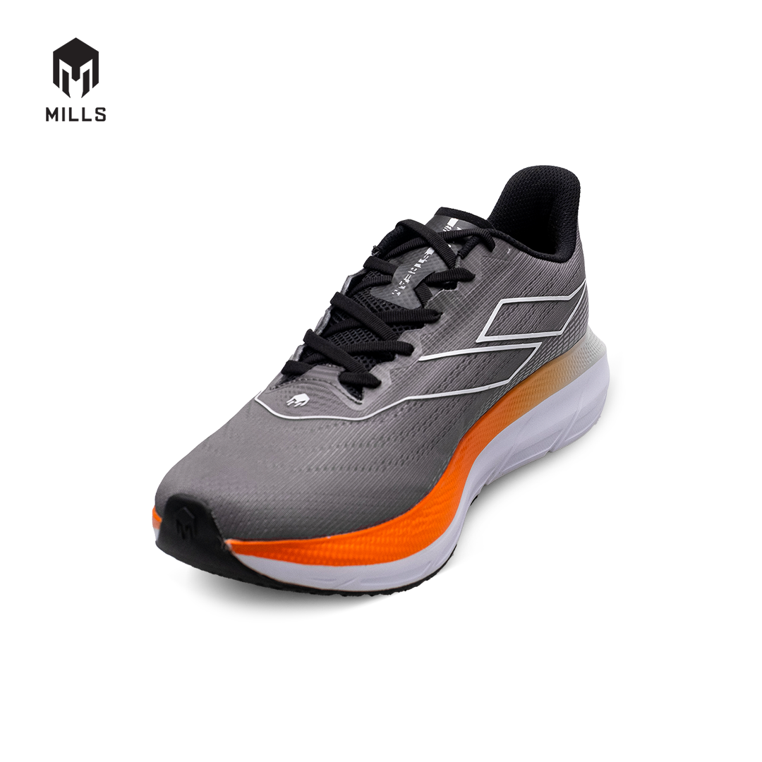 Mills Sepatu Lari Running Shoes Enermax Stream DK Grey / Orange / White 9103204