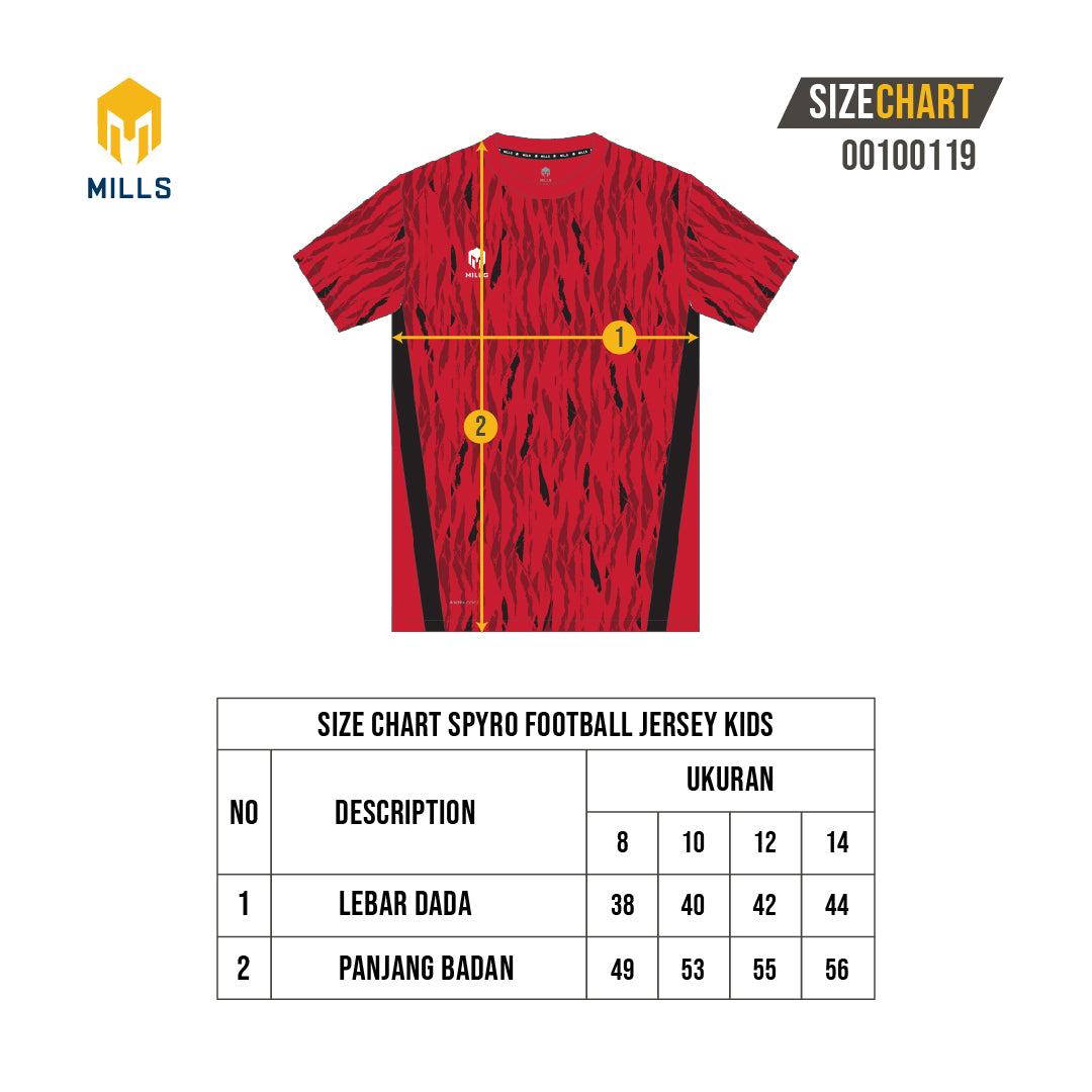 MILLS BAJU OLAHRAGA SEPAKBOLA FUTSAL SOCCER SPYRO FOOTBALL JERSEY KIDS 00100119
