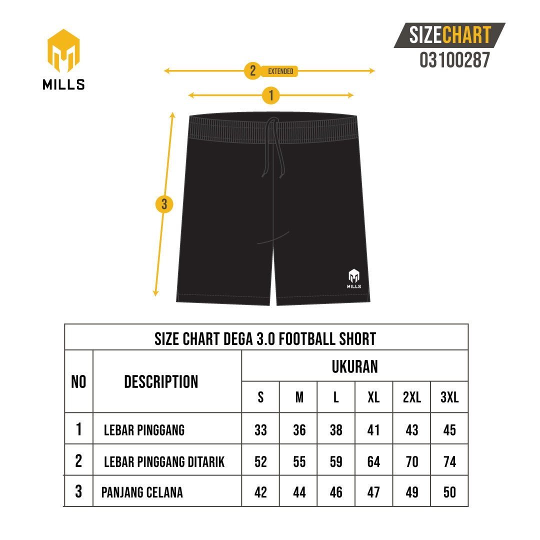MILLS CELANA OLAHRAGA SEPAKBOLA FUTSAL FOOTBALL SHORT DEGA 3.0 03100287