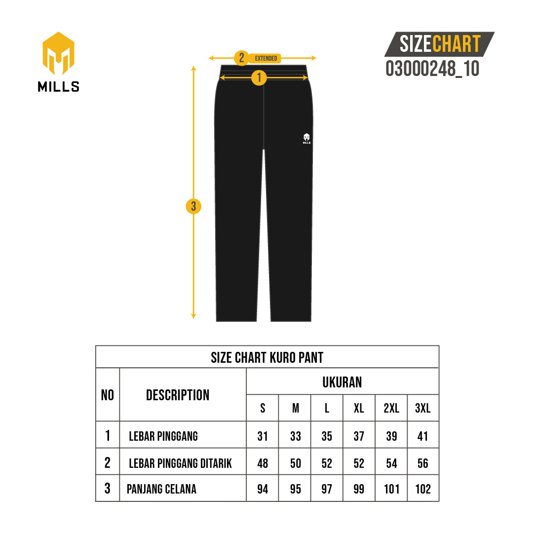MILLS CELANA TRAINING LONG PANT KURO PANT BLACK 03000248