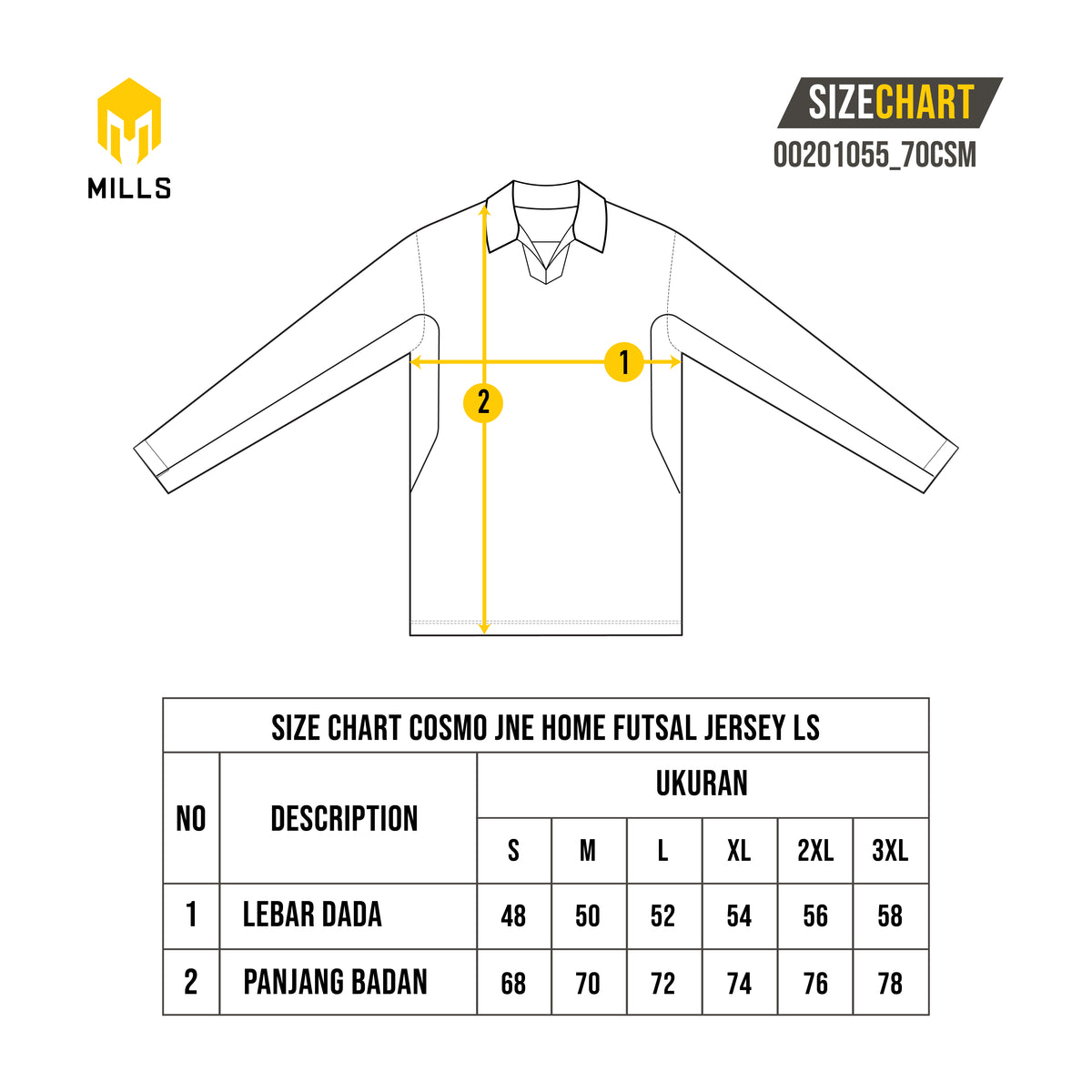 MILLS COSMO JNE HOME FUTSAL JERSEY LS YELLOW 00201055 70CSM