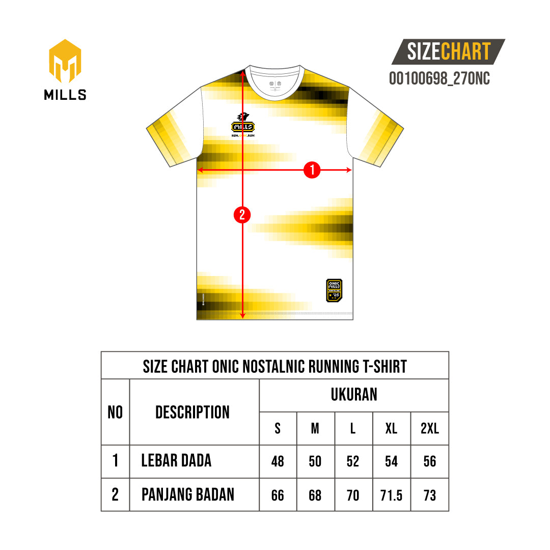 MILLS ONIC NOSTALNIC RUNNING T-SHIRT WHITE/YELLOW 00100698 27ONC