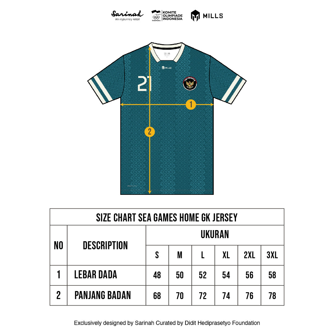 MILLS SEA GAMES HOME GK FOOTBALL JERSEY PI TEAL 00100809 50SGM