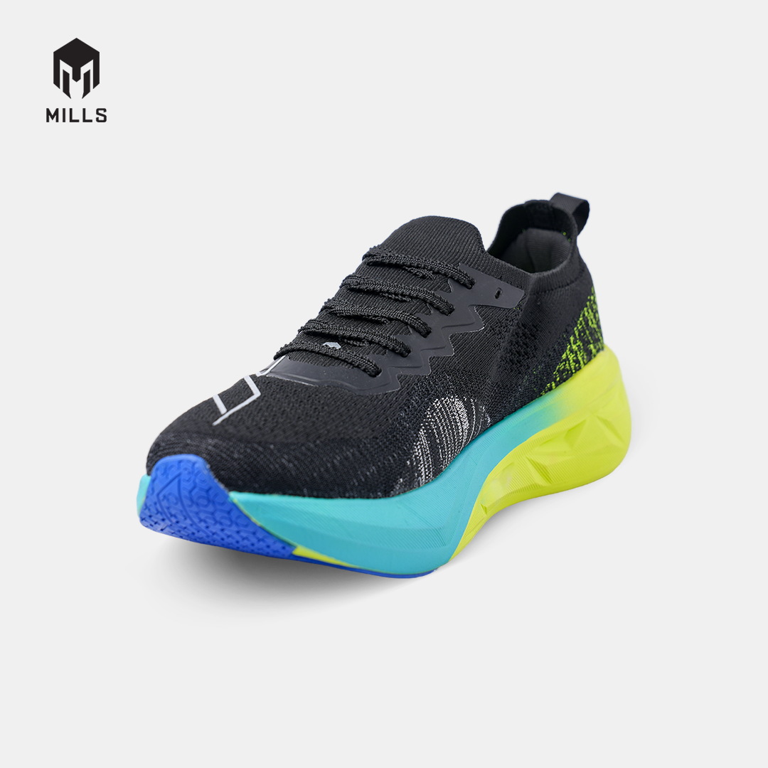 MILLS SEPATU LARI RUNNING SHOES ENERSTRIKE FLY M2 BLACK/SILVER/NEON 9105208