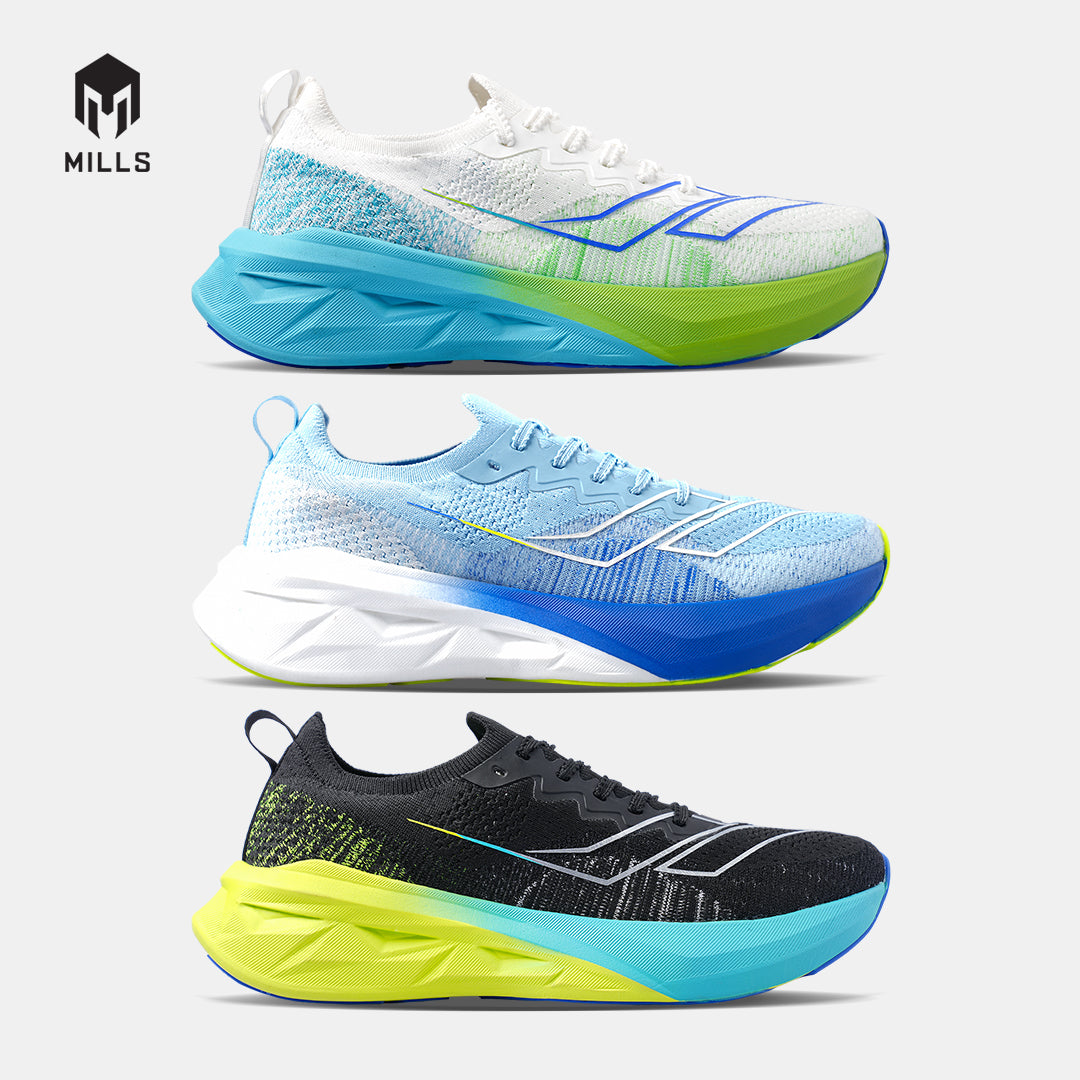 MILLS SEPATU LARI RUNNING SHOES ENERSTRIKE FLY M2 BLACK/SILVER/NEON 9105208