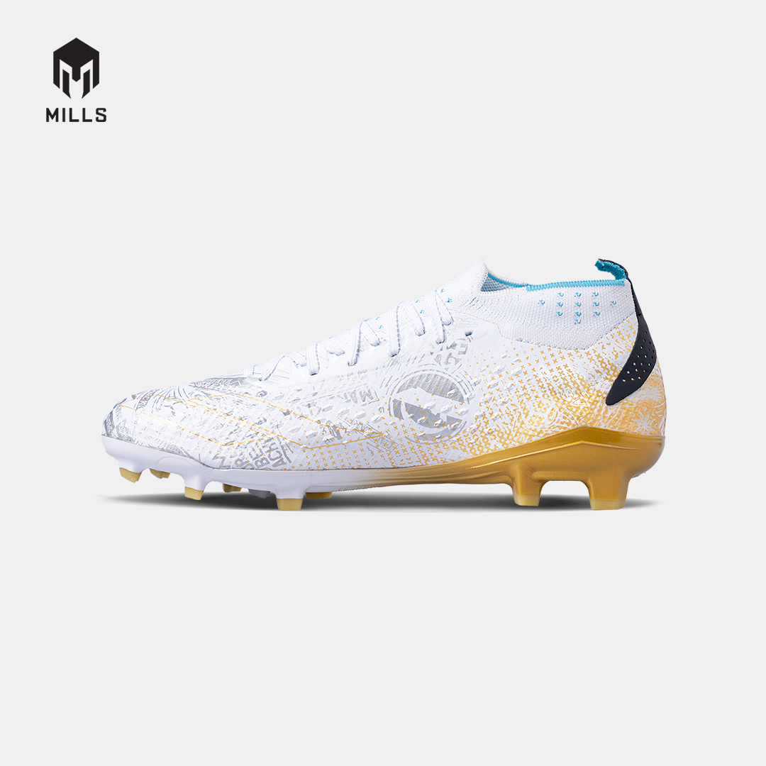 MILLS Sepatu Sepakbola Xyclops ACG MK 2 Elite FG White / Gold / Silver 9303505