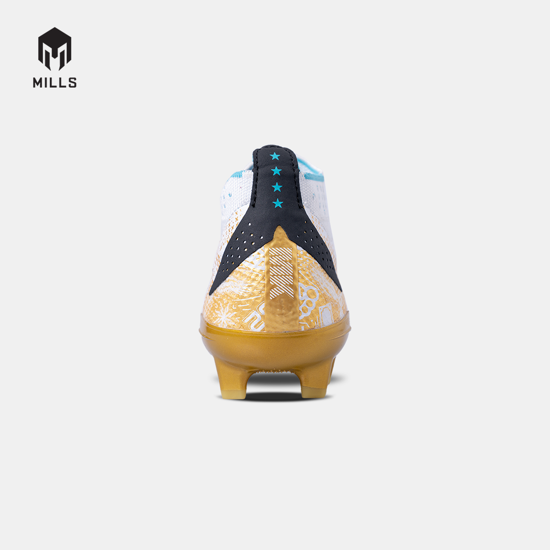 MILLS Sepatu Sepakbola Xyclops ACG MK 2 Elite FG White / Gold / Silver 9303505