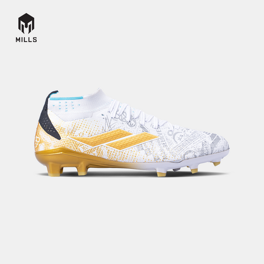 MILLS Sepatu Sepakbola Xyclops ACG MK 2 Elite FG White / Gold / Silver 9303505