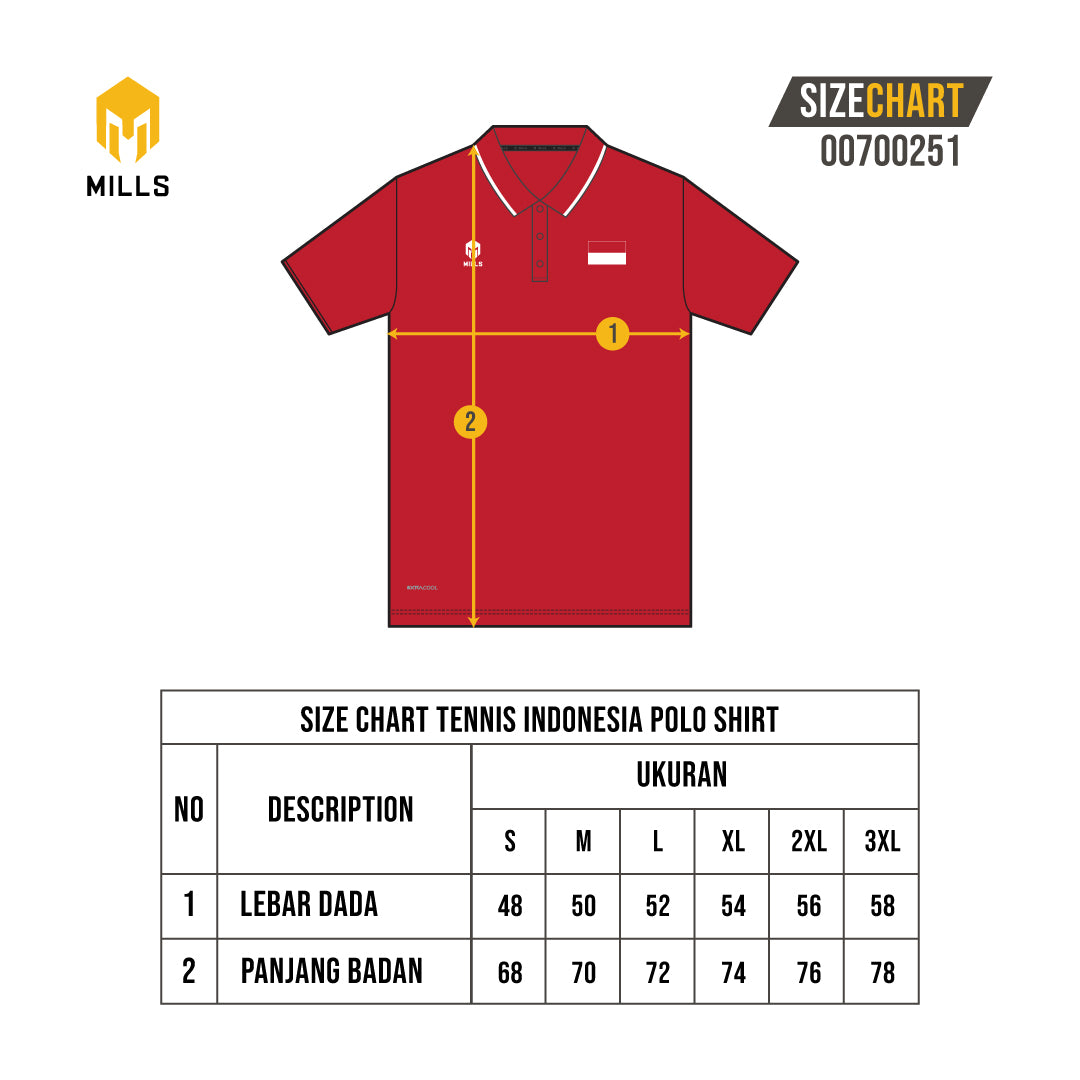MILLS TENNIS INDONESIA POLO SHIRT MEN RED 00700251 30PLT