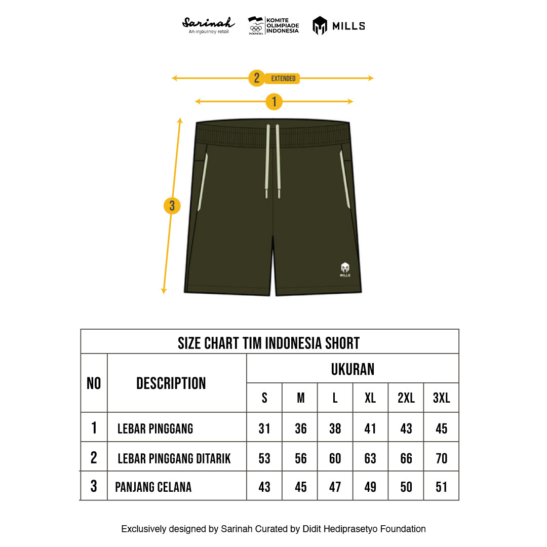 MILLS TIM INDONESIA SEA GAMES SHORT GREEN 03100383 50SGM