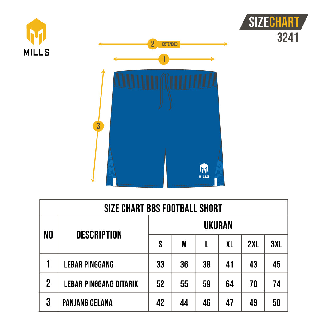 MILLS Celana Olahraga Sepakbola Futsal Football Short BBS Blue 3241