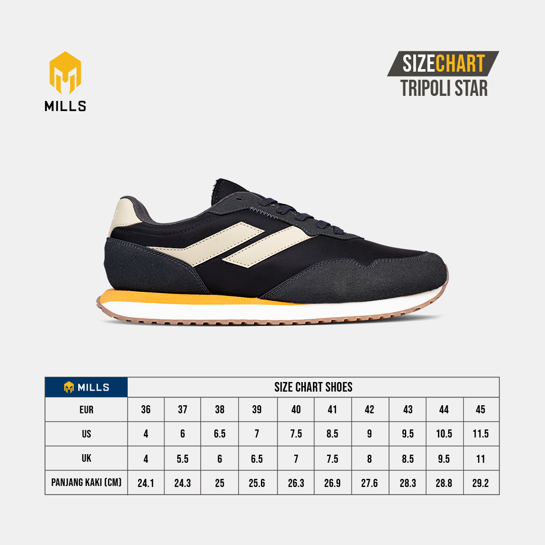 MILLS SEPATU LIFESTYLE TRIPOLI STAR BLACK/PALE.KHAKI/ORANGE 9701408