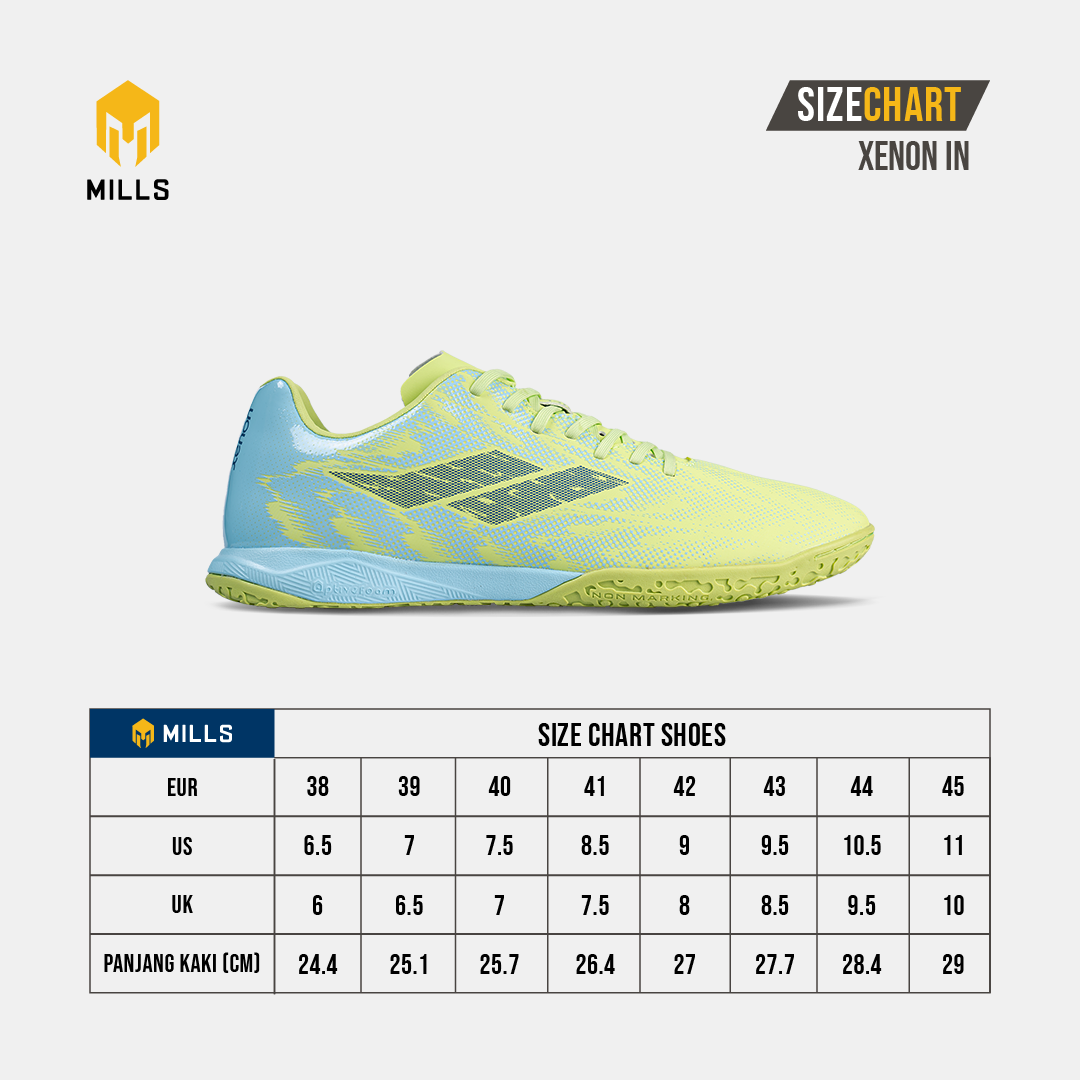 MILLS SEPATU FUTSAL XENON IN WHITE/LIME.GREEN 9401608